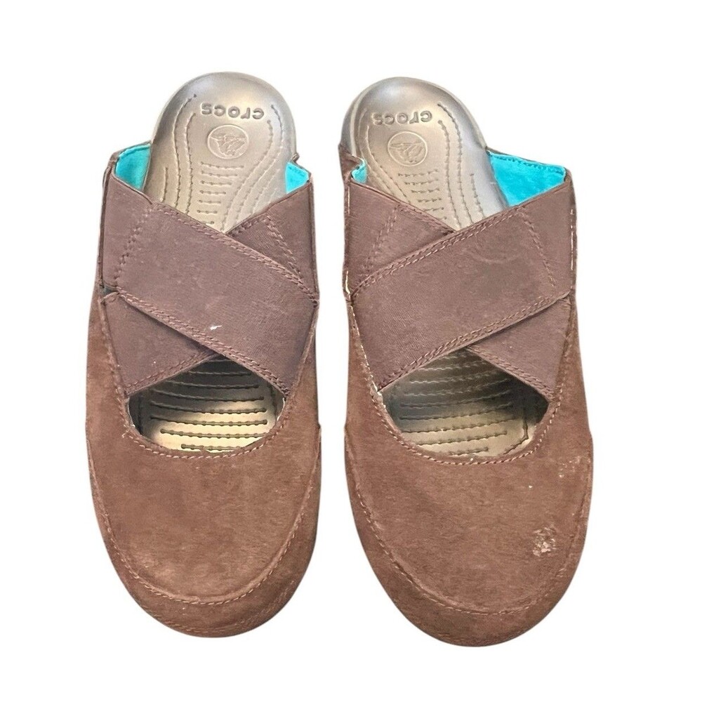 Crocs Brown Clogs Elastic Strappy sz‎ 9 Style 15489